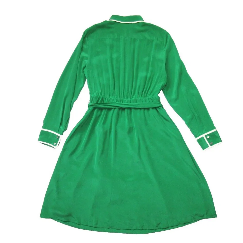 NWT J.Crew A-line Silk Shirtdress in Warm Clover Belted Fit & Flare Dress 12 - Picture 6 of 6